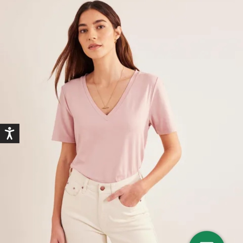 Boden Light Pink V-Neck Tee